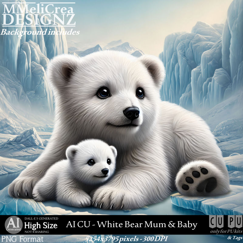 (image for) AI - CU White Bear Mum & Baby (CU4PU/PNG)